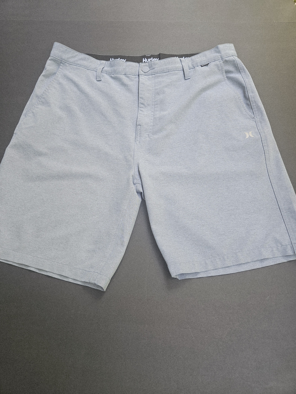 Hurley Mens Phantom Hybrid Shorts Blue Gray Size 38 NWOT Heather Casual Stretch